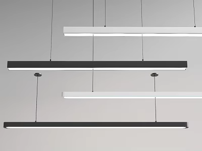 Minimalist Modern Linear Pendant Lights With Black And White Hanging Design 3d model