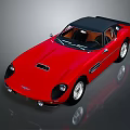 Red Vintage Sports Car With Black Roof And Sleek Classic Design