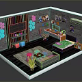 Modern Room Interior Design With Sofa Coffee Table TV Desk Wall Art And Flower Decorations