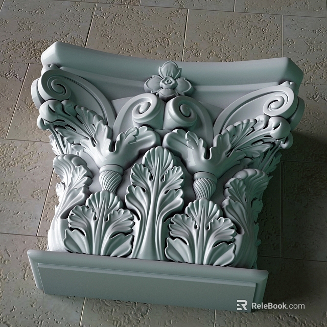 Ornate Classical Capital Carved With Intricate Leaves Scrolls And Floral Patterns 3d model 
