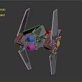 3D Model Fighter Jet With Unique Angled Wings Silver Body And Pink Components 3d model