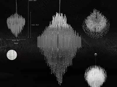 Modern Crystal Chandelier Design with Geometric and Spherical Shapes Ceiling Hanging Luxury Lighting 3d model