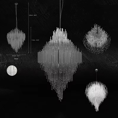 Modern Crystal Chandelier Design with Geometric and Spherical Shapes Ceiling Hanging Luxury Lighting 3d model