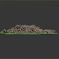 Stacked Natural Wood Logs Arranged On Green Stone Base With Dark Background