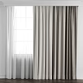 Light Gray Curtains With Sheer Layer For Elegant Home Window Decoration 3d model