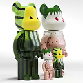 Strawberry And Watermelon Pattern Block Style Dolls In Green Pink Color With Different Sizes