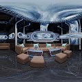 Modern KTV Lounge Interior Design With Neon Lighting Comfortable Sofa And TV Screen