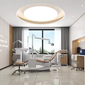 Dental Clinic Interior With Treatment Chair Medical Equipment Bright Lighting And Large Window