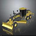 Yellow Motor Grader Construction Machine With Front Blade And Large Wheels Design 3d model