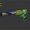 Futuristic Sci Fi Weapon With Blue Orange White Color And Sleek Modern Design