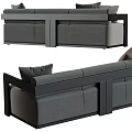 Modern Gray Three-Seater Fabric Sofa With Brown Pillows For Living Room