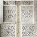 Abstract Painting Featuring Geometric Patterns And Embossed Symmetric Design On White Textured Background