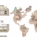 Wooden Children's Bed in Kids' Room With Dinosaur Toys Mountain Decor and Storage Drawers
