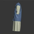 Blue Vest With White Long Sleeve Robe And Decorative Buttons In Traditional Style