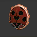 Red Ladybug Shaped Decorative Ornament Set With Black Spots Heart Pattern Gold Frame Reflective Surface 3d model