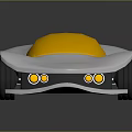 Futuristic Silver Car With Yellow Transparent Roof Gold Wheels And Reflective Surface