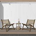 Modern leisure table and chair combination leisure chair 3d model