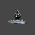 Futuristic Mechanical Device With Metallic Circular Base And Blue Glowing Lights
