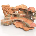 Natural Rock Scene Structure With Cave Stone Platform And Textured Surfaces
