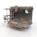 Industrial Style Scene Structure With Metal Frames Pipes Grid Floor And Platforms 3d model