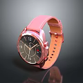Rose Gold Pink Strap Smartwatch with Round Digital Dial and Metallic Frame Design