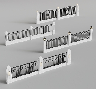 New Chinese Fence Railing 3d model