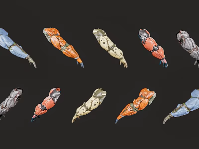 Multi Colored Industrial Equipment Mechanical Components with Various Color Designs 3d model