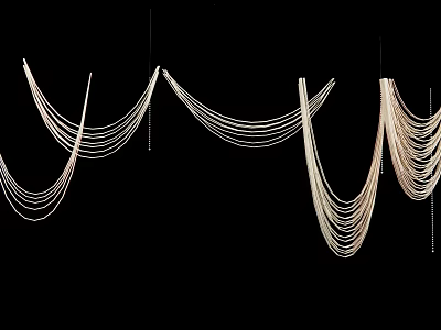 Photo Spot With Hanging White Wavy Decorative Chains On Black Background 3d model