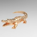 Golden Crocodile Shaped Decorative Ornament Set With Metallic Finish And Exquisite Design