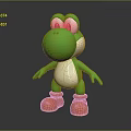 3D Render Of Green Cartoon Creature With Big Eyes White Belly And Orange Boots