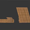 Wooden Rectangular Blocks And Long Strips With Brown Textured Surface Stacked And Arranged 3d model