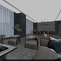 Elegant Private Box Interior With Comfortable Sofas Coffee Table Chandelier And Decorative Painting 3d model