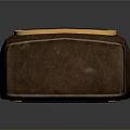 Brown Leather Storage Bag With Red Flame Pattern Black Straps And Golden Buckle