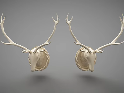 White Deer Head Antler Wall Hanging Decorative Home Ornament Piece 3d model