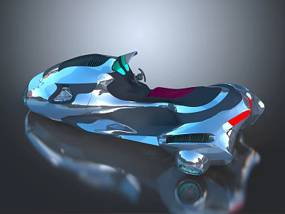 Futuristic Silver Motorcycle With Sleek Streamlined Body Glowing Accents And Red Details 3d model