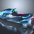Futuristic Silver Motorcycle With Sleek Streamlined Body Glowing Accents And Red Details