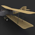 Detailed Biplane Model With Beige Wings Gray Fuselage And Propeller