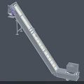 Industrial Inclined Conveyor System With Metal Structure And Hopper For Material Handling
