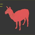 Fluffy Brown Llama Standing on Dark Background with Shiny Reflective Surface