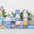 Modern Meichen Window Display Wall Activity Meichen Punch Wall Interactive Area Pile Display Window Meichen 3d model