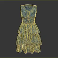 Blue Sleeveless Dress With Layered Ruffled Skirt And Fitted Waist Design