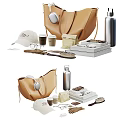 Chic Decorative Ornament Set With Leather Handbag Stainless Steel Flask White Cap And Vintage Typewriter