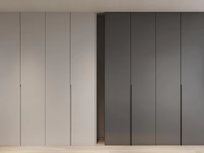 Modern Minimalist Wardrobe Featuring Light And Dark Gray Flat Panels In Interior Space 3d model