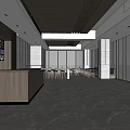 Modern Café Interior With Spacious Layout Marble Flooring Large Windows Bar Counter And Dining Seats