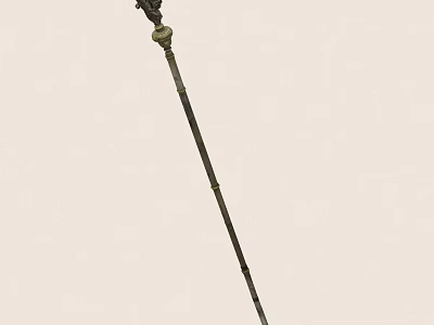 Long Decorative Metal Pole With Ornate Head Slender Body And Light Background 3d model
