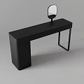 Modern Black Dressing Table with Mirror Drawers and Sleek Frame Design 3d model