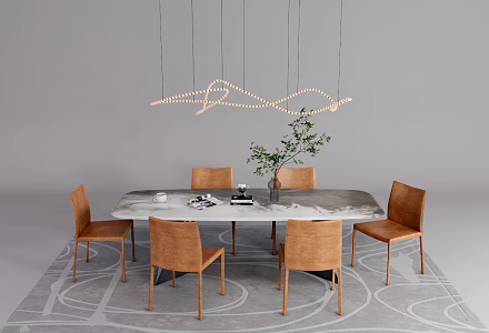 Modern Dining Table and Chair Combination Simple Dining Table and Chair Combination 3d model