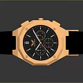 Elegant Luxury Watch With Rose Gold Case Black Strap And Blue Dial Design