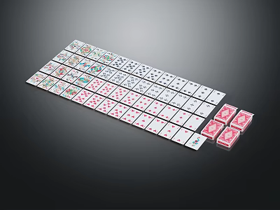 Colorful Domino Tiles Arranged in Rows with Stacked Sets on Dark Background 3d model