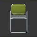 Modern Single Chair With White Frame Green Mesh Backrest And Gray Cushion